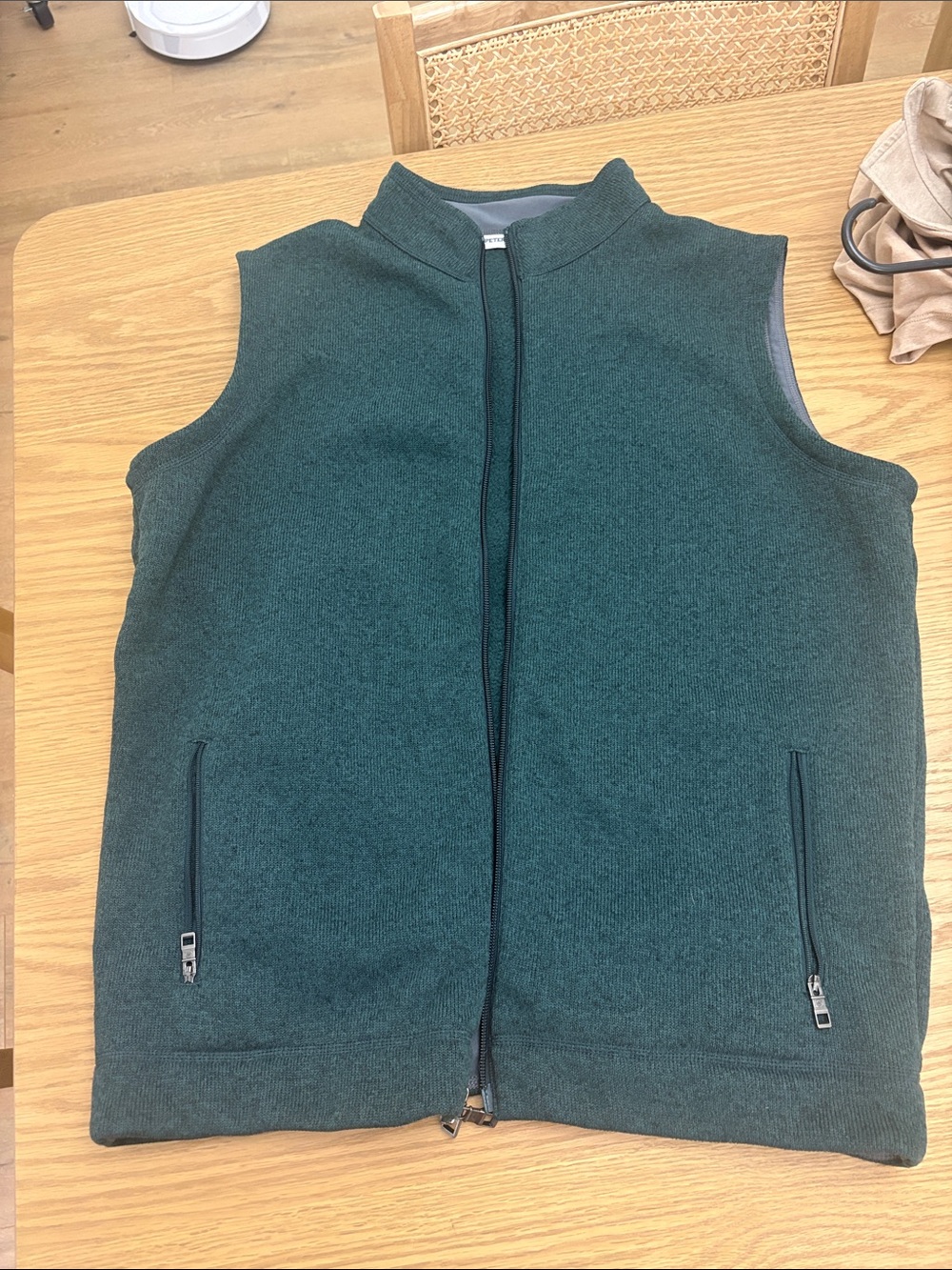 Peter Millar Men's Dark Green Zip-Front Fleece Vest